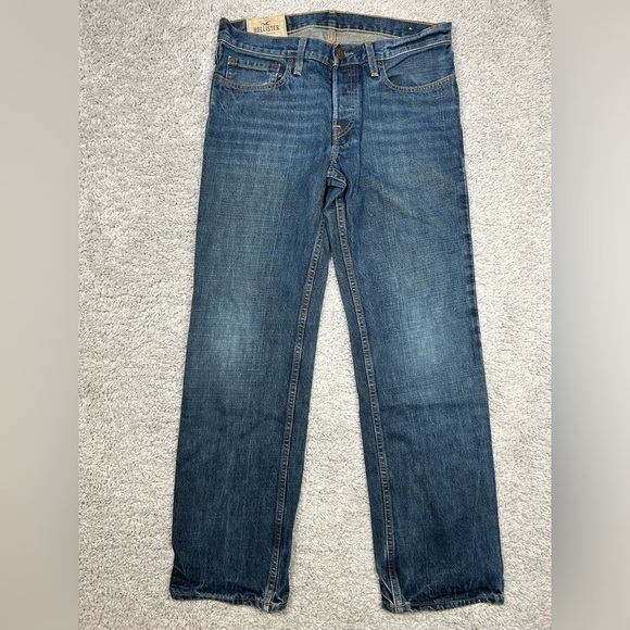 Hollister Jeans Mens 31 x 30 Classic Straight Button Fluy Dark Wash Preppy Basic - Picture 1 of 5